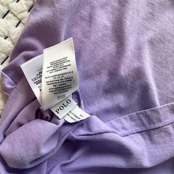Men’s Large Purple Ralph Lauren Polo Cotton V Neck Short Sleeve Tee-Shirt - Picture 5 of 5
